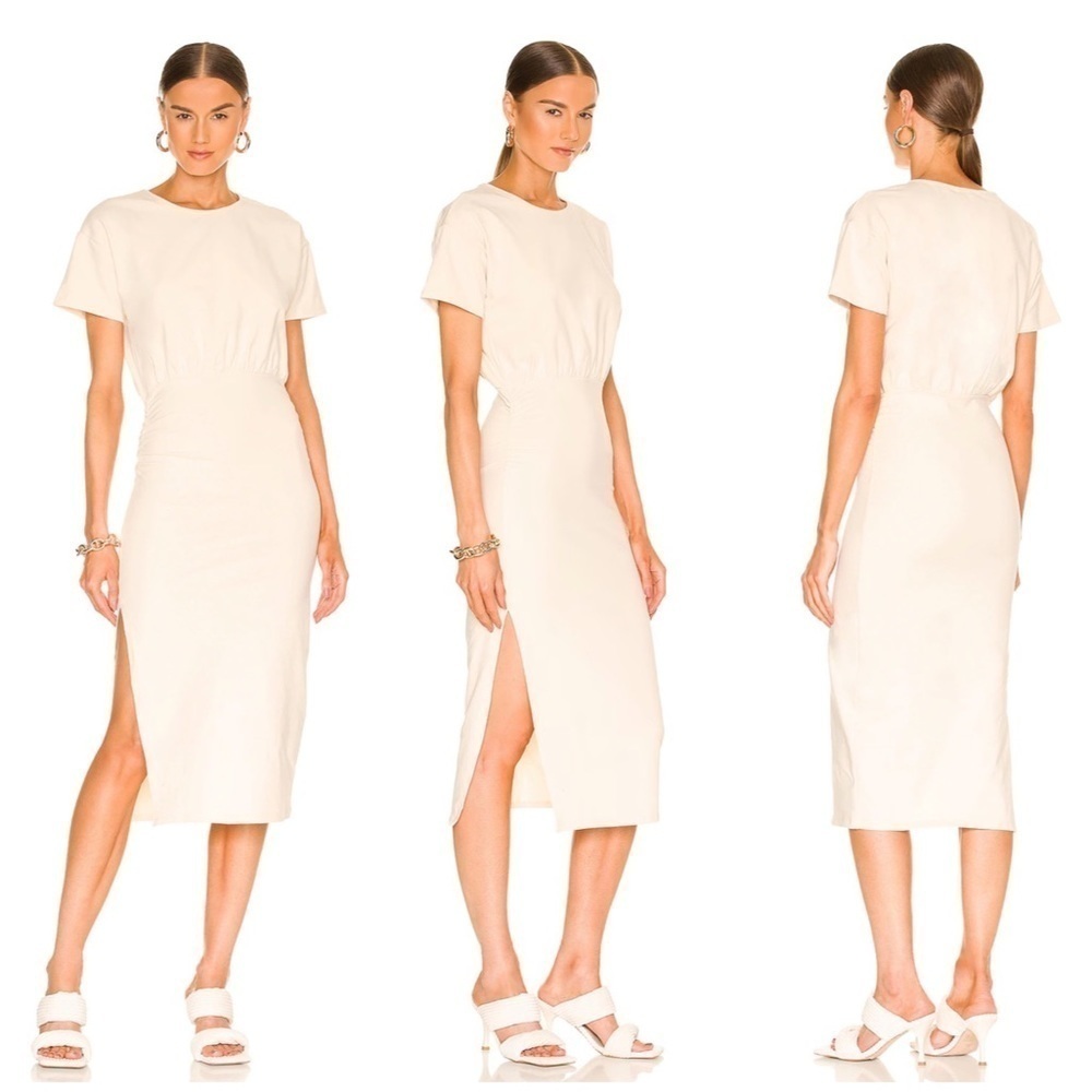 Lovers and Friends Easy Ruched Midi Dress in Ivory Size S